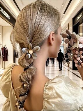 1 x Brown Flower  Wrap Around Statement Hair Clip - Women Accesory